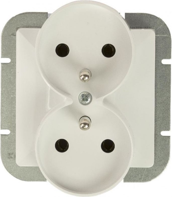 Abex Gniazdo podwójne p/t 2x2P+Z , 16A,250V zaciski śrubowe DO SYSTEMU RAMKOWEGO biały OPAL/PERŁA (PT-6PR)