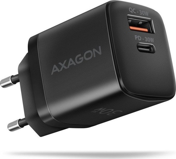 Ładowarka Axagon ACU-PQ30 Ładowarka sieciowa, PD & QC 30W, QC3.0,4.0/AFC/FCP/PPS/Apple, Czarna
