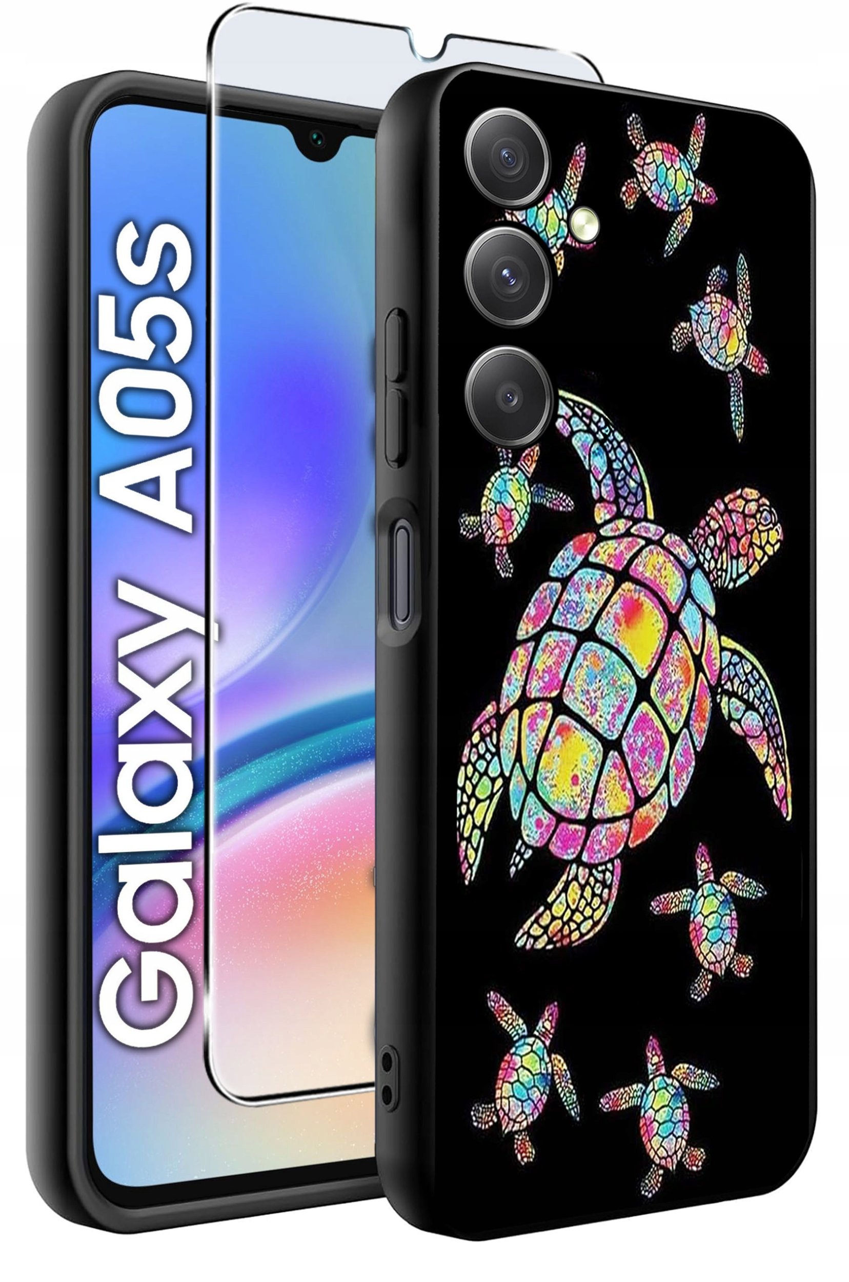 ETUI do Samsung A05s WZORY | SILIKONOWE MATT CASE + SZKŁO 9H