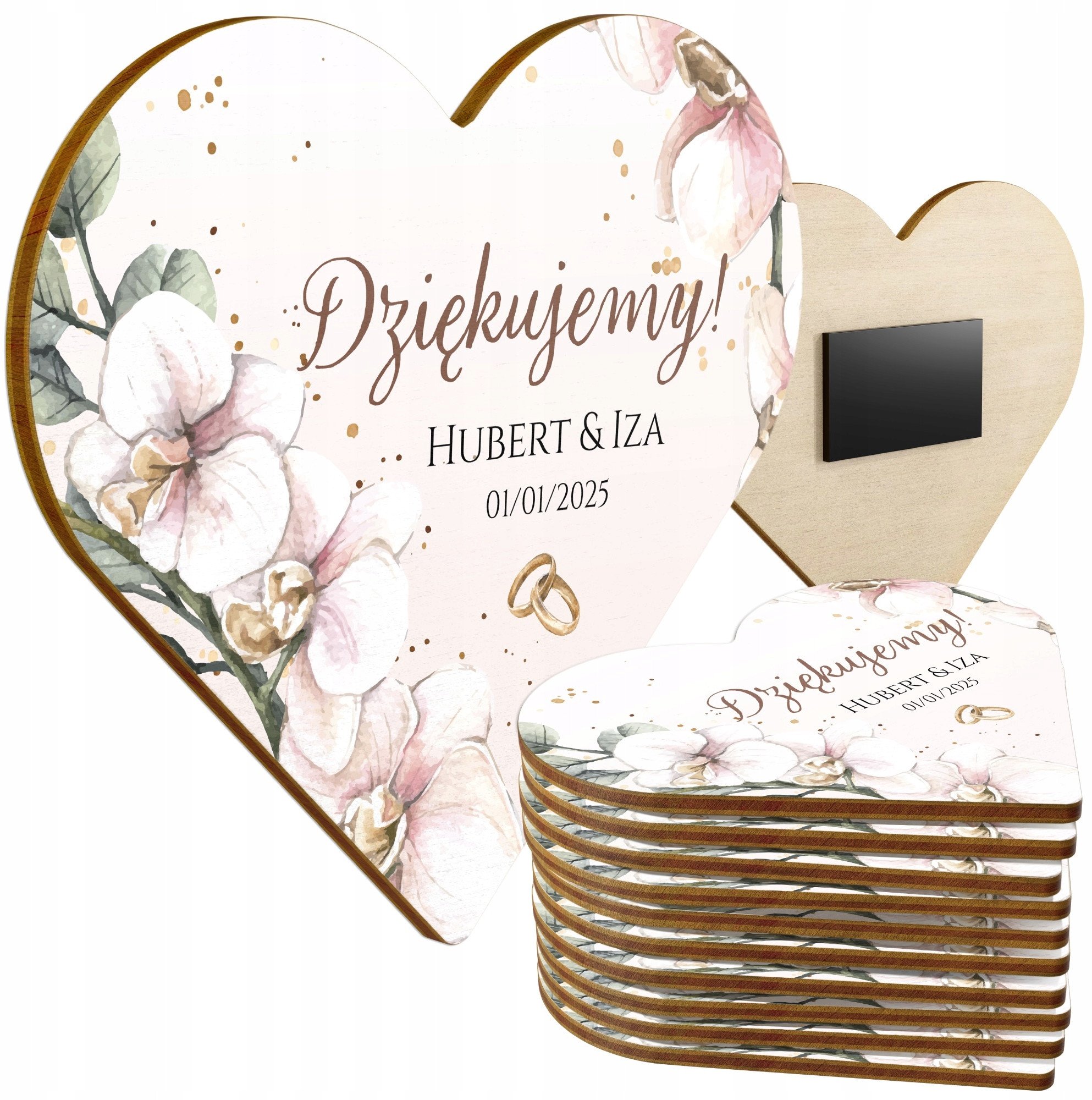 Magnes Podziękowania Dla Gości Ślub Wesele Pamiątka Upominek Zestaw x10