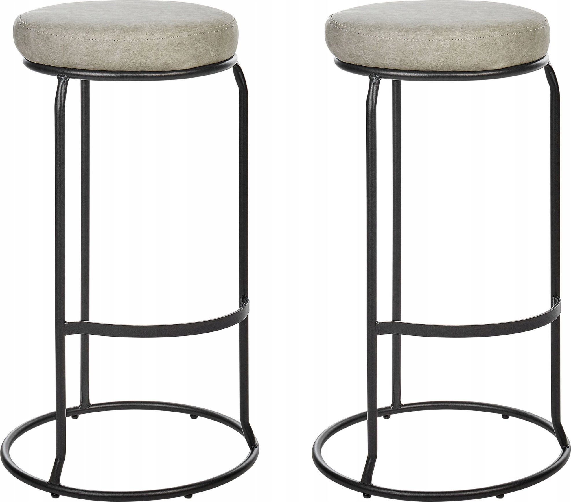 Beliani Krzesło barowe Zestaw 2 Skóra ekologiczna Jasnoszary MILROY