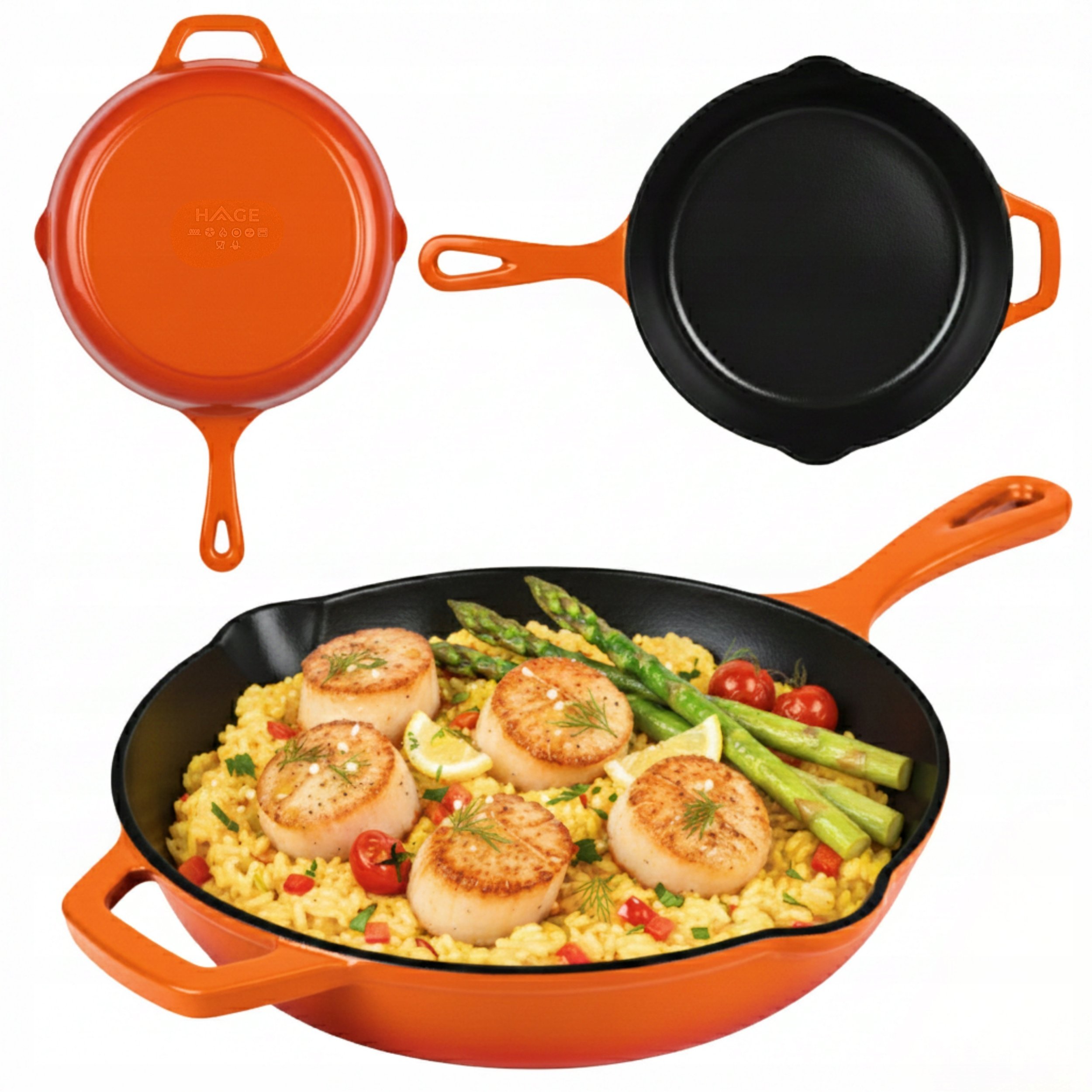 EMALIOWANA PATELNIA ŻELIWNA 26cm HAGE ORANGE