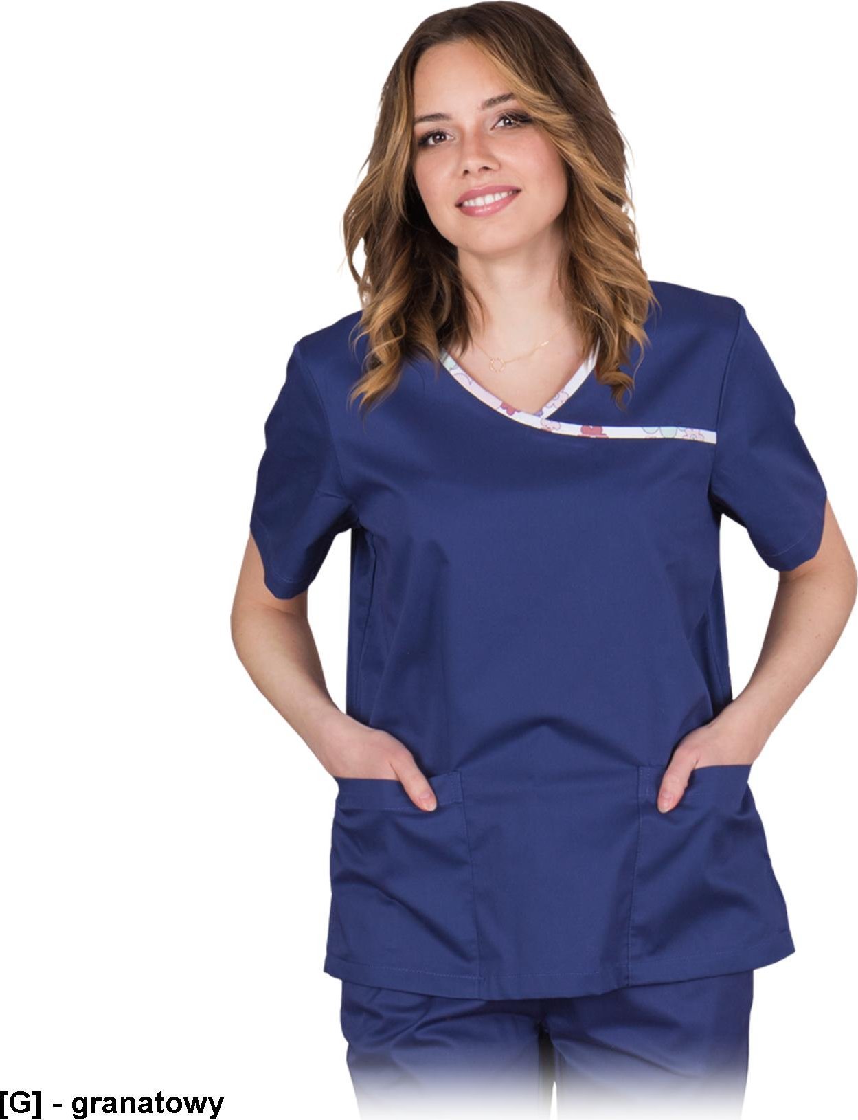 R.E.I.S. SENZA-J - Bluza ochronna z krótkim rękawem SENZA, damska, 52% bawełna, 45% poliester, 3% elastan, 150 g/m2 S