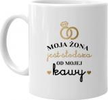 Koszulkowy Moja żona jest słodsza od mojej kawy - kubek z nadrukiem