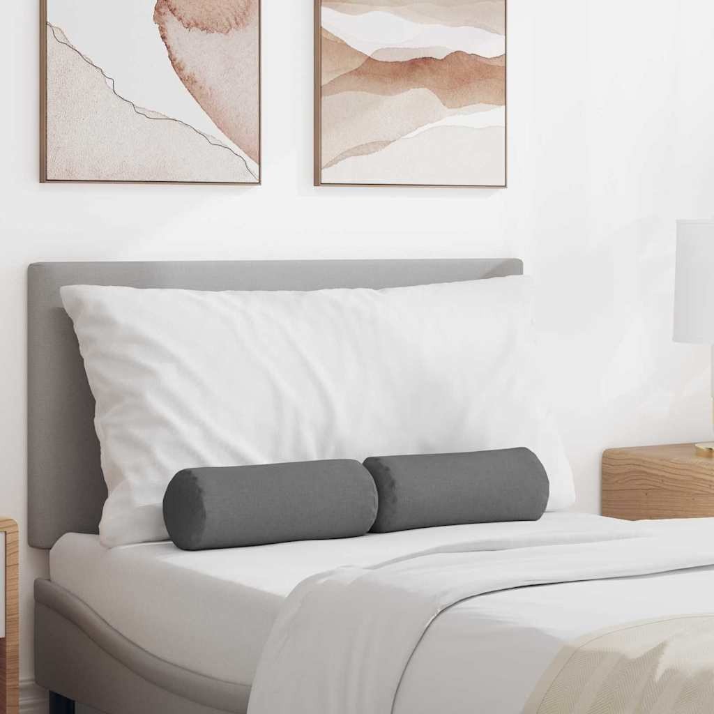 vidaXL Poduszki Wałkowe 2 pcs Ciemnoszary 15 x 40 cm tkanina