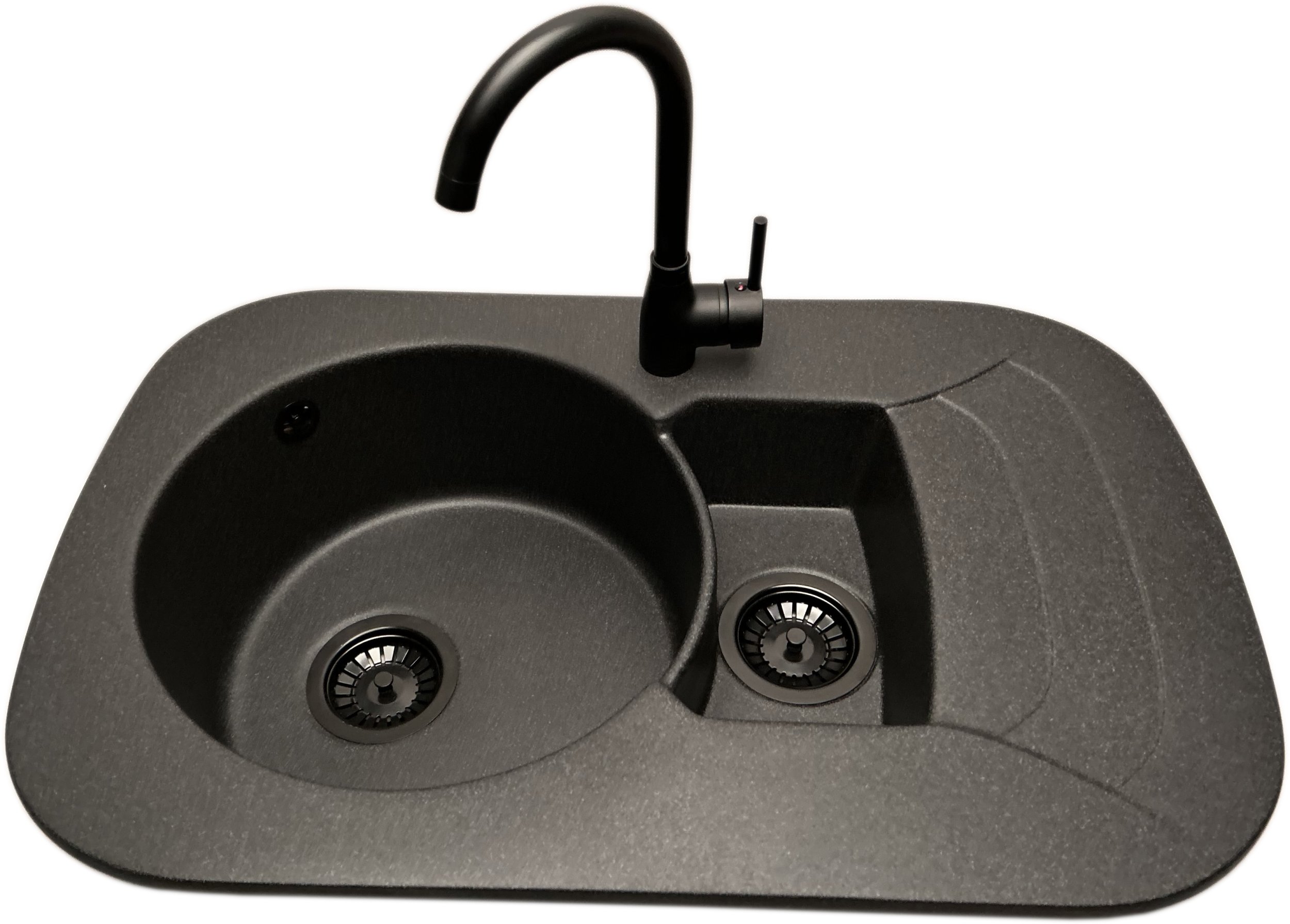 Zlewozmywak 1,5 komorowy z ociekaczem VIGEN grafit z prawym ociekaczem + bateria LUNA