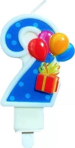 MK TRADE Świeczka cyfra 2 z balonami