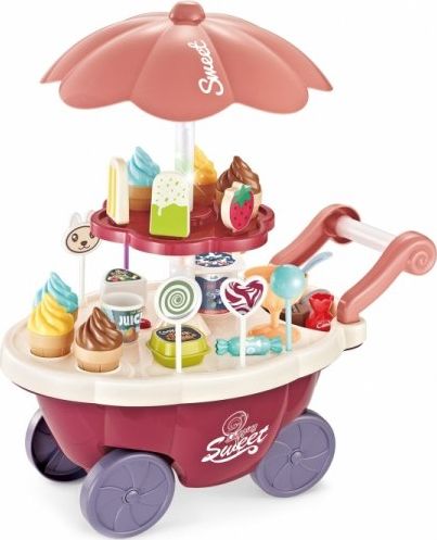 Woopie WOOPIE Sklep Wózek z Lodami Słodyczami Dźwięk Światło + 36 Akc