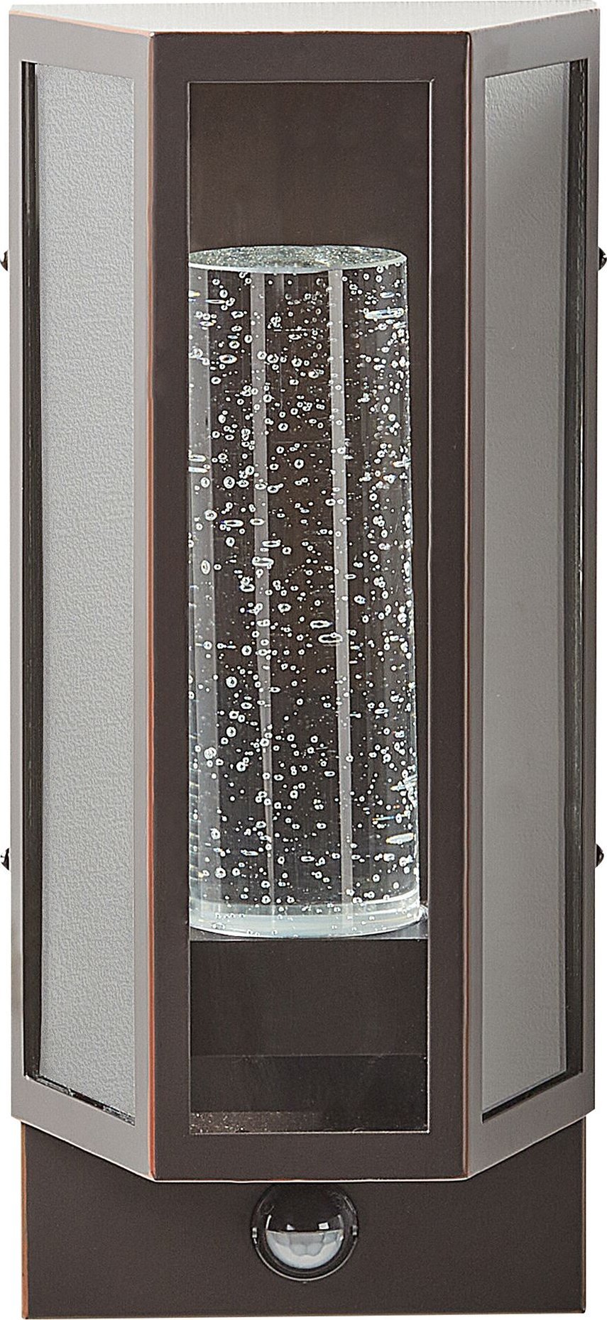 Kinkiet Beliani Lampa ścienna zewnętrzna LED z czujnikiem ruchu brązowa FRUID