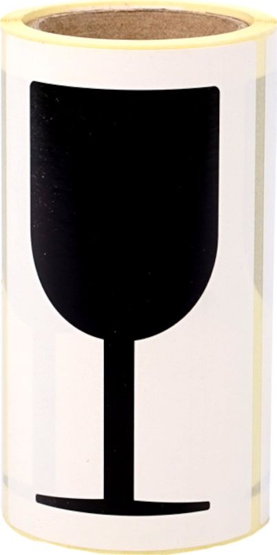 MD Labels Naklejki Etykiety Ostrzegawcze OSTROŻNIE SZKŁO KIELISZEK 100szt.