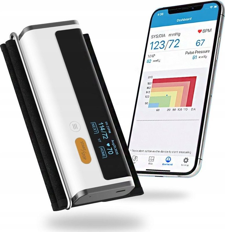 Ciśnieniomierz Wellue Ciśnieniomierz + EKG, Bluetooth, App, Telemedycyna. Armfit+ Super Prezent