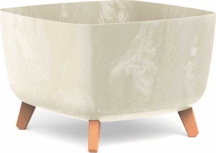 Prosperplast Doniczka kwadratowa GRACIA SQUARE BETON EFFECT DGQL400E-CY700, Kolor Kremowy, Prosperplast, Wymiary 39x39x27 cm