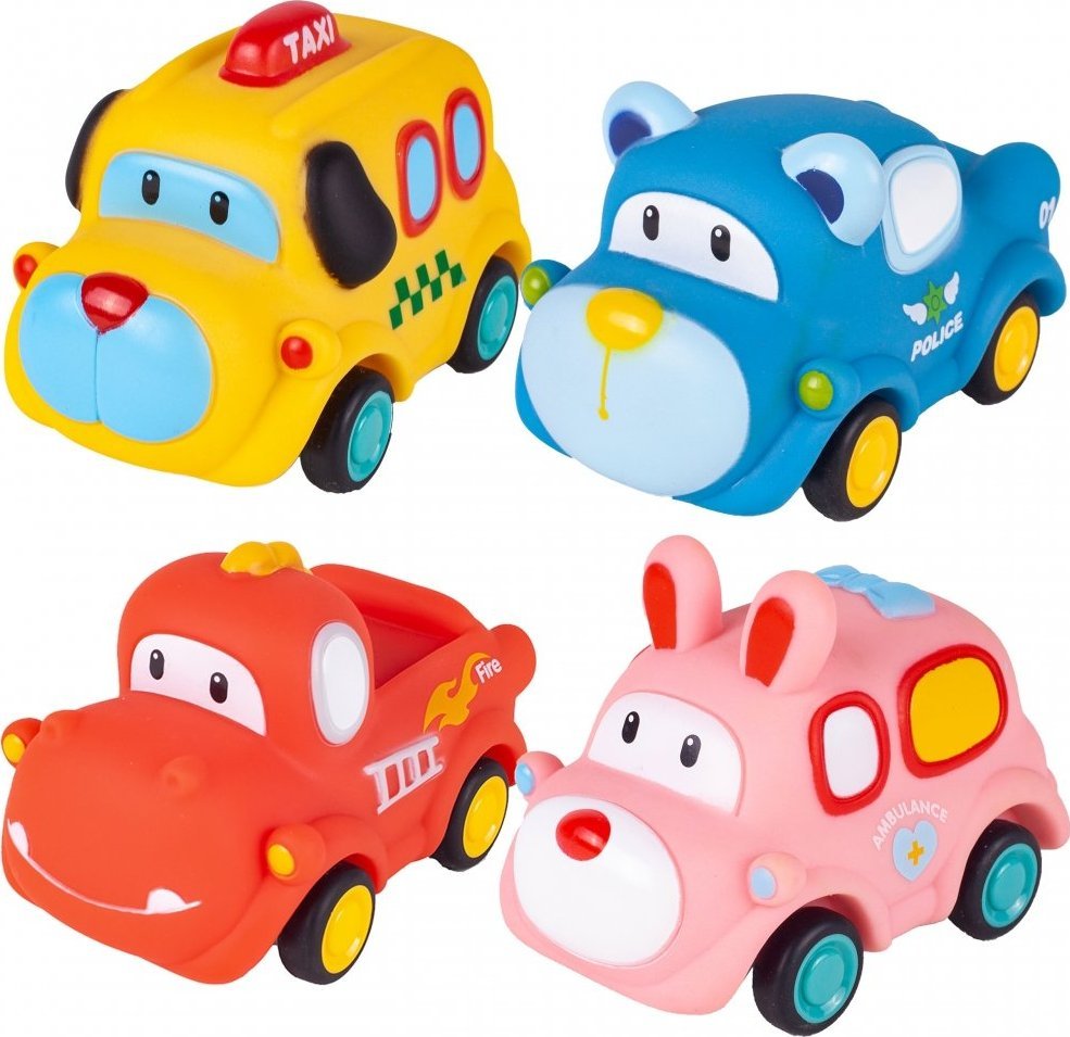 MalPlay Gumowe Samochodziki Dla Malucha Autka Sensoryczne z Napędem