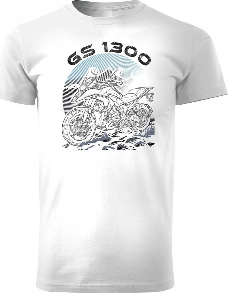 Topslang Koszulka motocyklowa z motocyklem na motor BMW GS R 1300 ADVENTURE męska biała REGULAR XXL