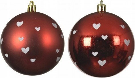 Kaemingk Bombka choinkowa bordowa w serduszka 8 cm