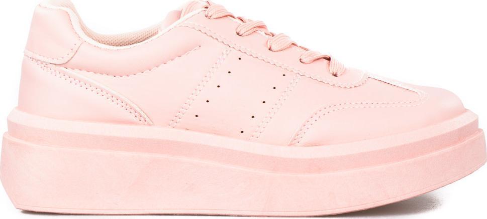 Estetino Tenisówki na platformie jednokolorowe różowe-38