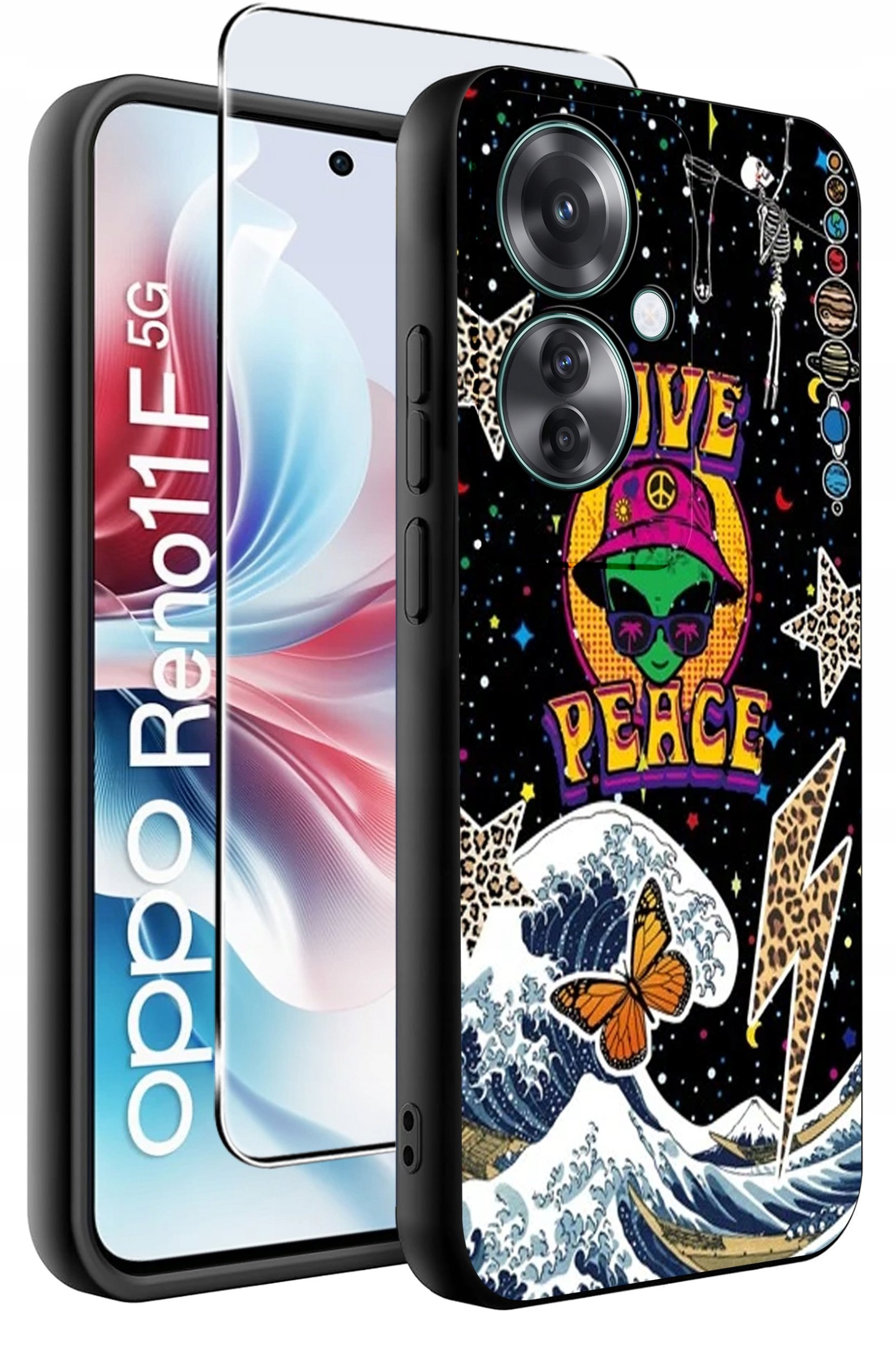 ETUI do Oppo Reno11 F 5G WZORY | SILIKONOWE MATT CASE + SZKŁO HARTOWANE 9H