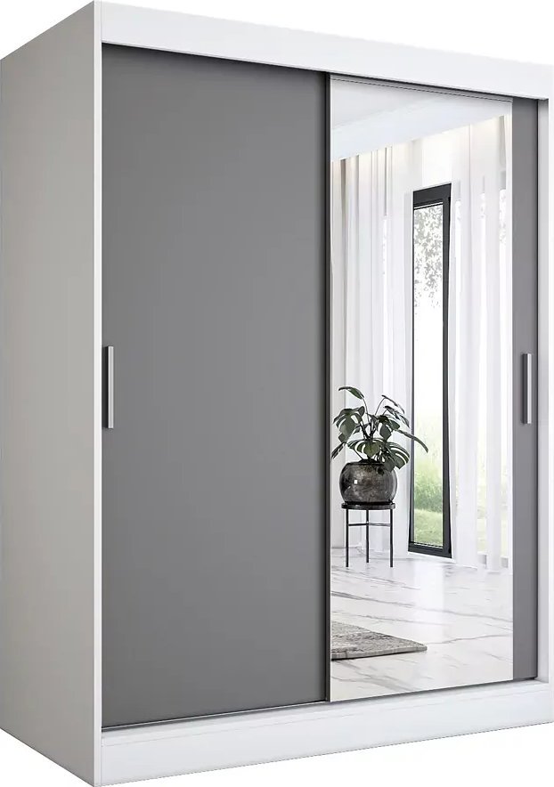 Elior Szafa przesuwna biel + antracyt 150 cm - Palmira 4X