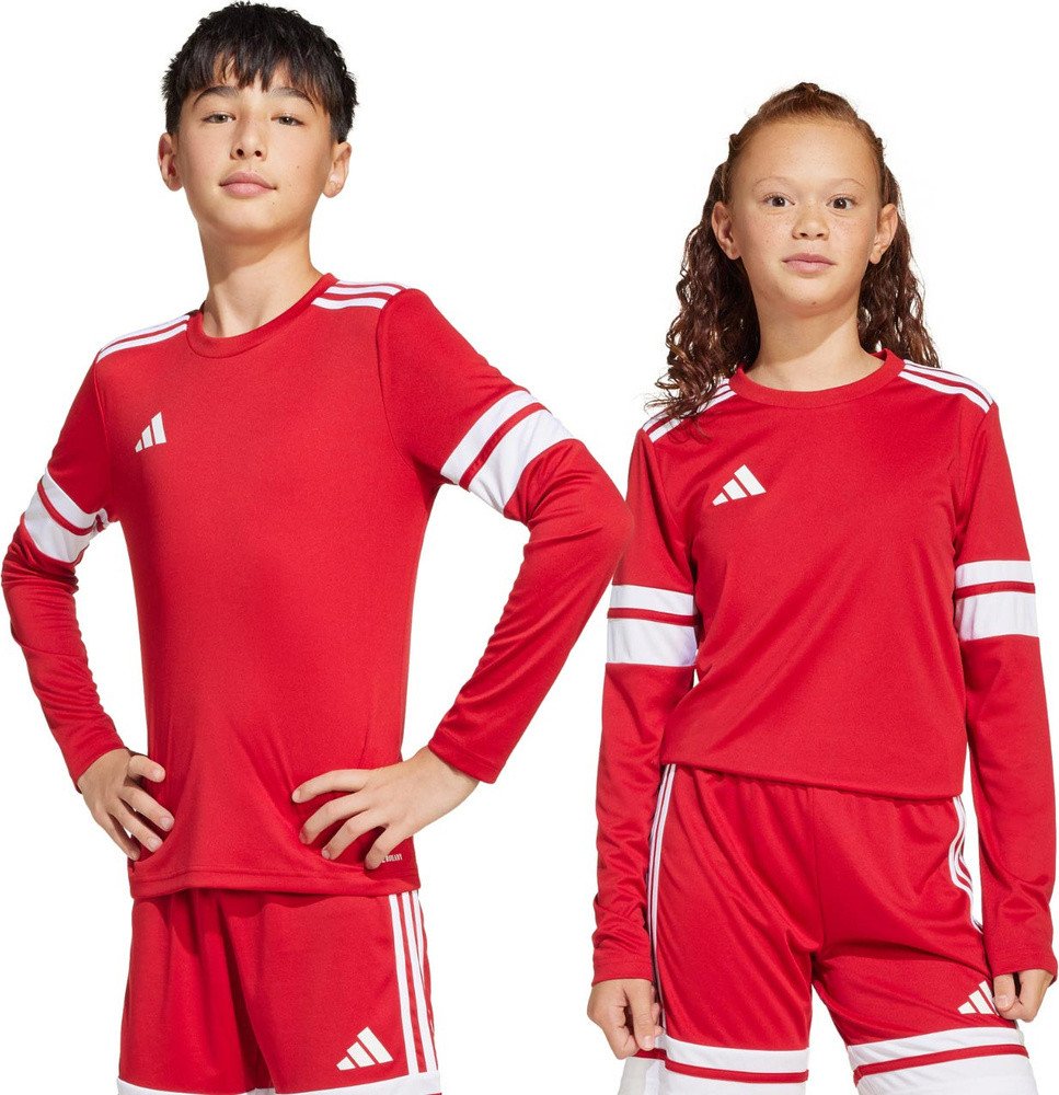 Koszulka dla dzieci adidas Squadra 25 Long Sleeve Jersey czerwono-biała JJ0041 140cm