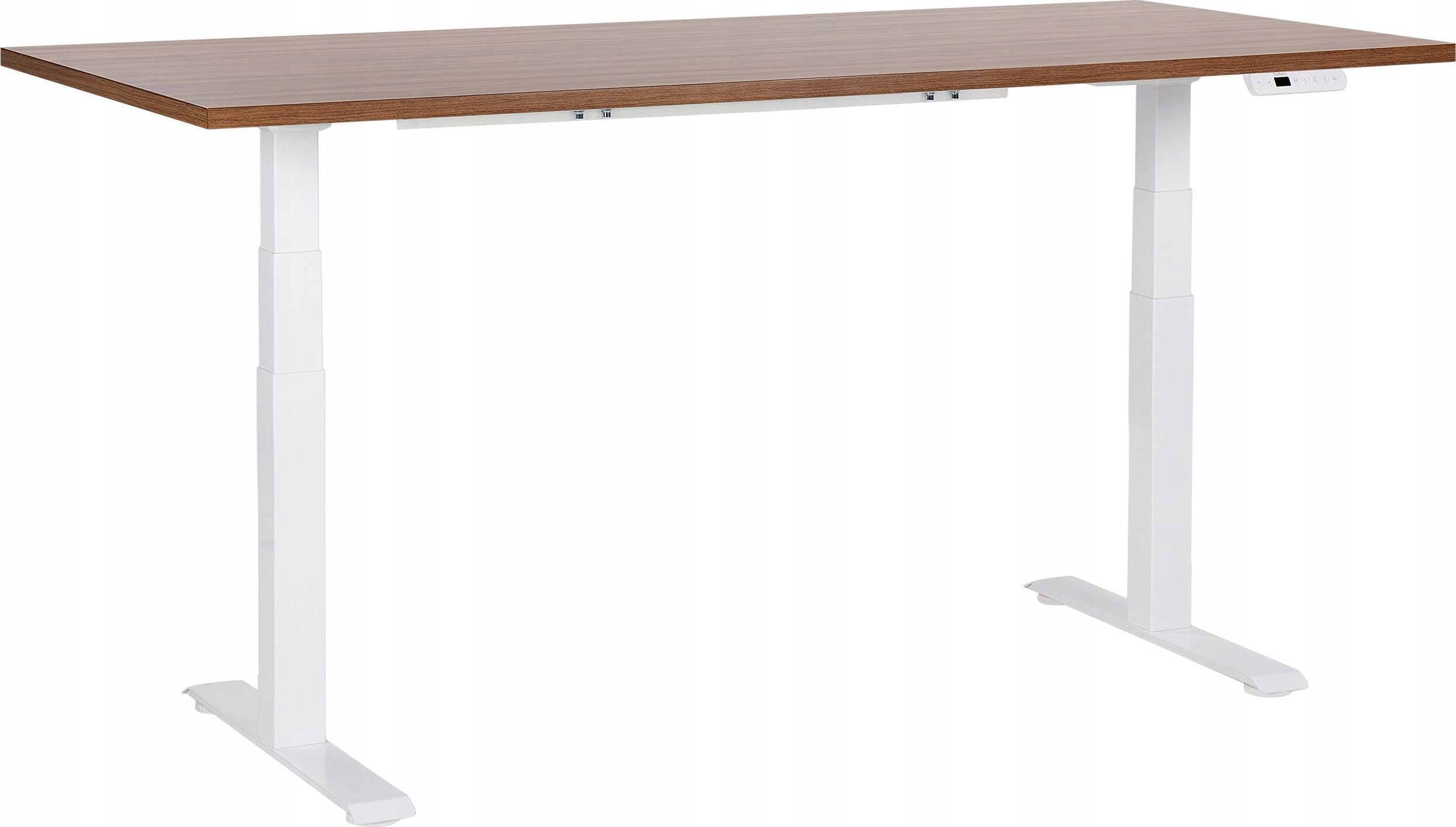 Biurko Beliani Biurko regulowane elektrycznie 180 x 72 cm ciemne drewno z białym DESTIN III