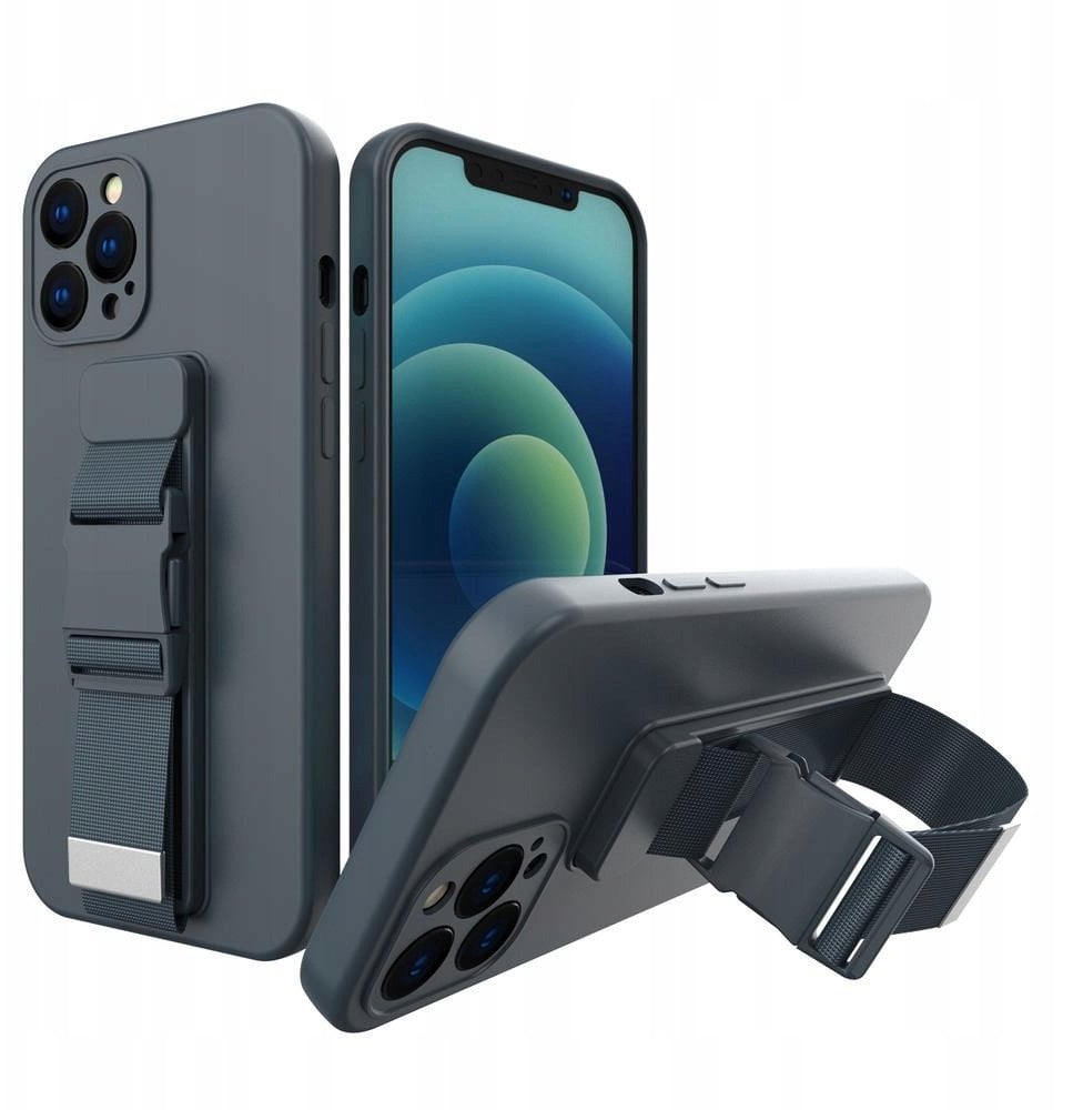 Rope case żelowe etui ze smyczą łańcuszkiem torebka smycz Xiaomi Poco X3 NFC granatowy