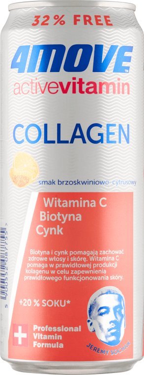 4Move 4MoveActive Vitamin Collagen Gazowany napój smak brzoskwiniowo-cytrusowy 330 ml