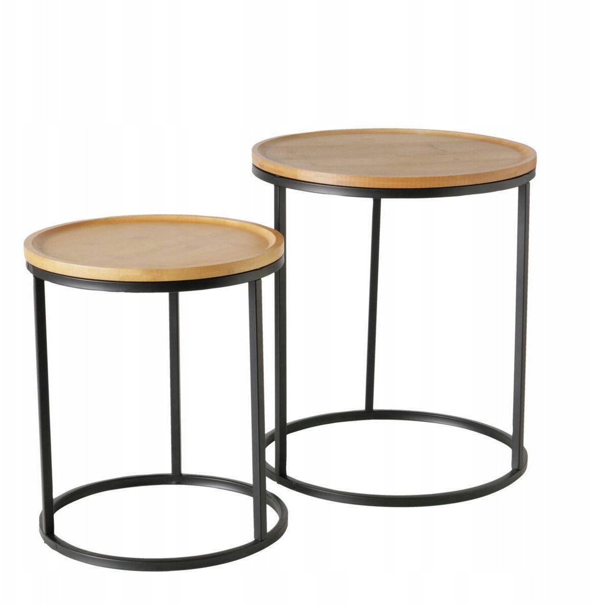 Zestaw stolików pomocniczych z bambusowym blatem BORINO, wys. 38-45 cm