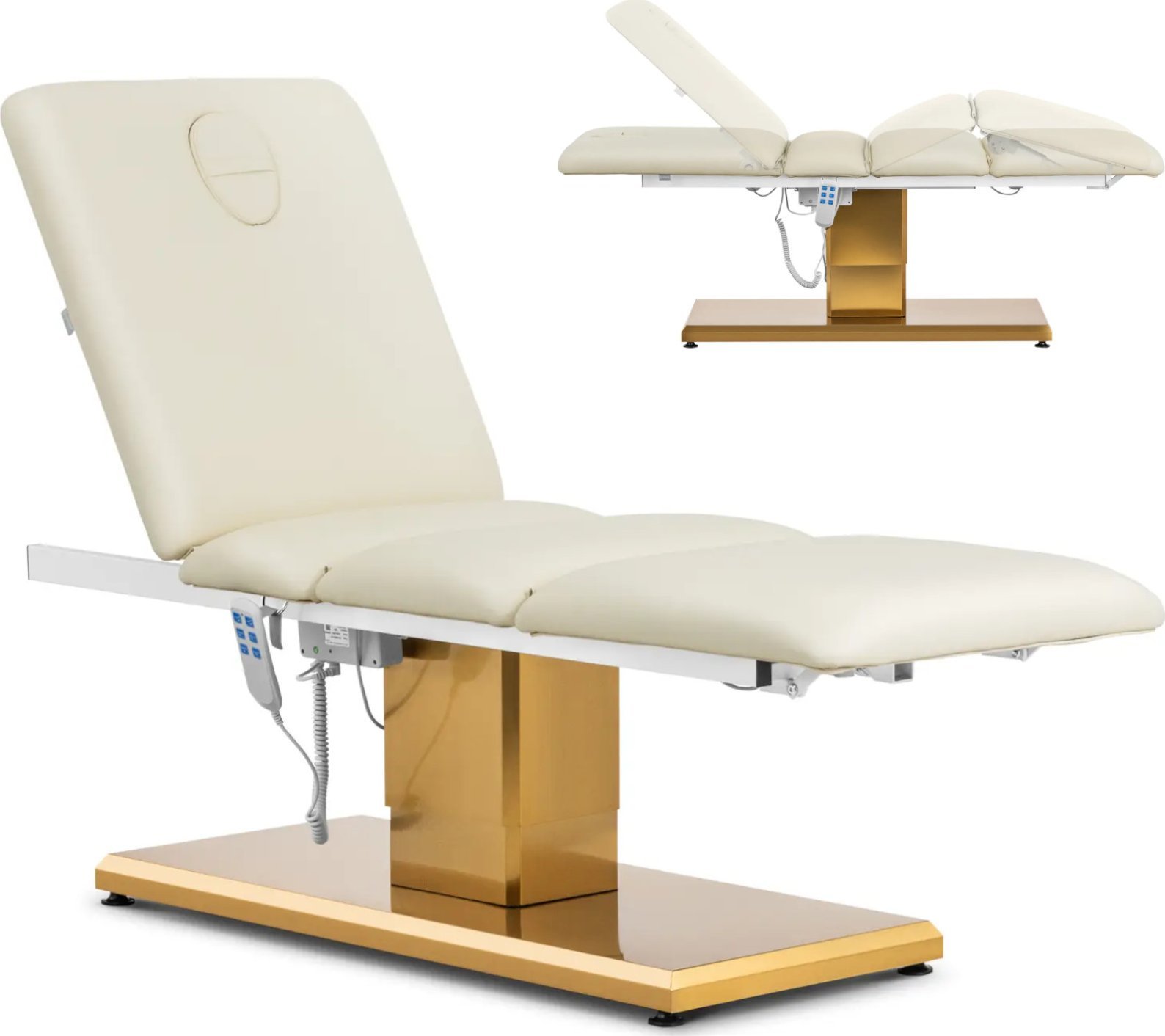 Physa Fotel kosmetyczny do masażu tatuażu SPA 150 kg VITERBO - kremowo złoty Fotel kosmetyczny do masażu tatuażu SPA 150 kg VITERBO - kremowo złoty
