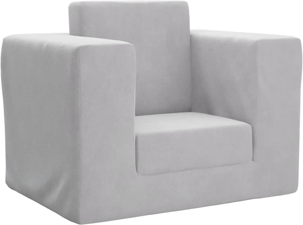 vidaXL Kanapa dla dziecka, rozkładana, jasnoszara, miękki plusz