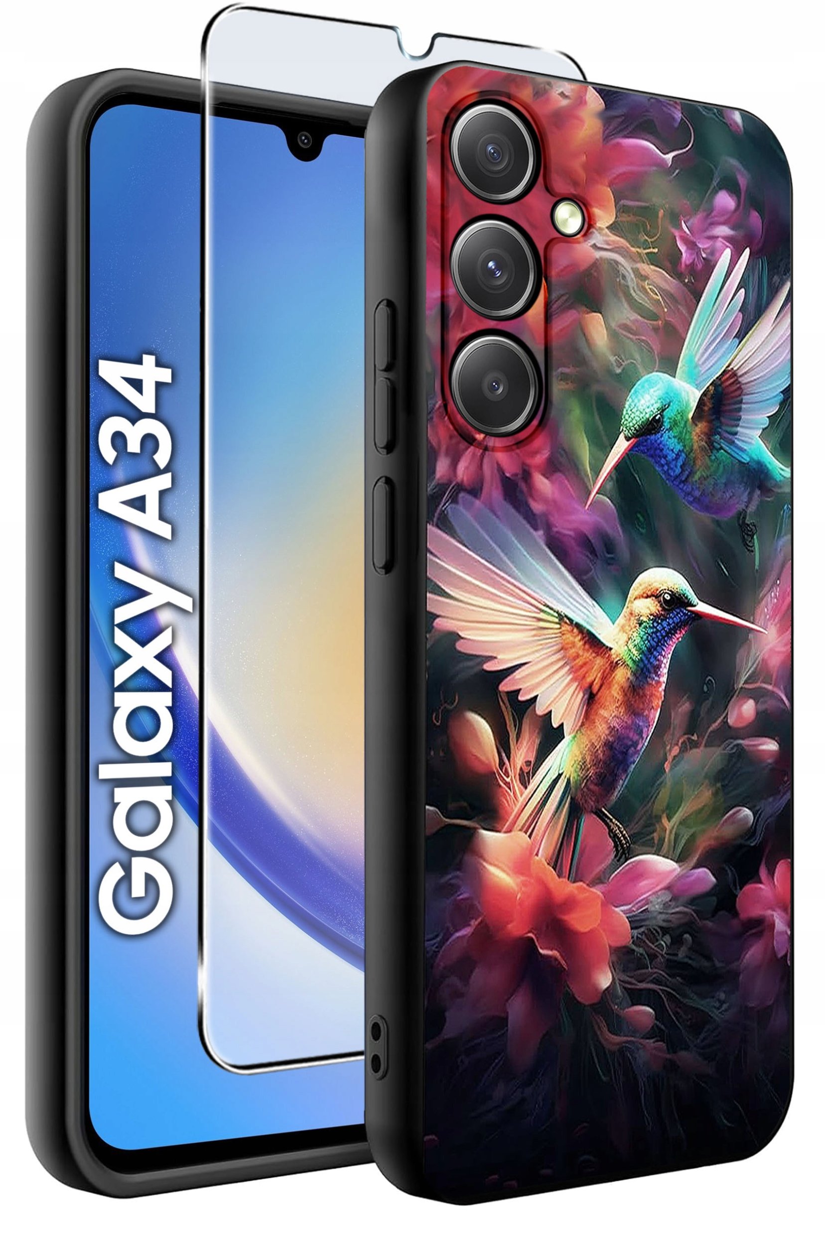 ETUI do Samsung A34 5G WZORY | SILIKONOWE MATT CASE + SZKŁO 9H