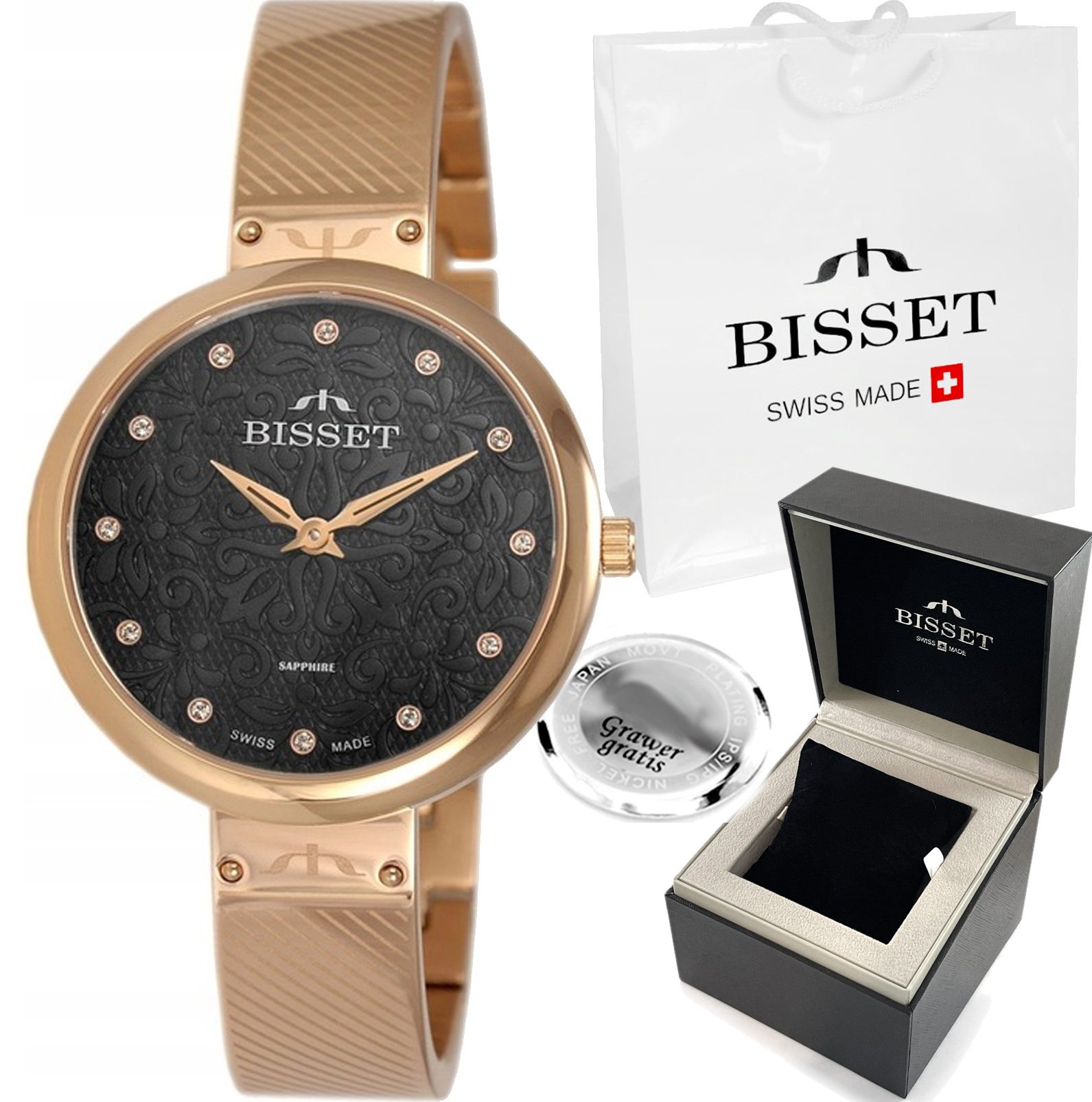 Zegarek Bisset Szwajcarski zegarek damski MARINA z GRAWEREM