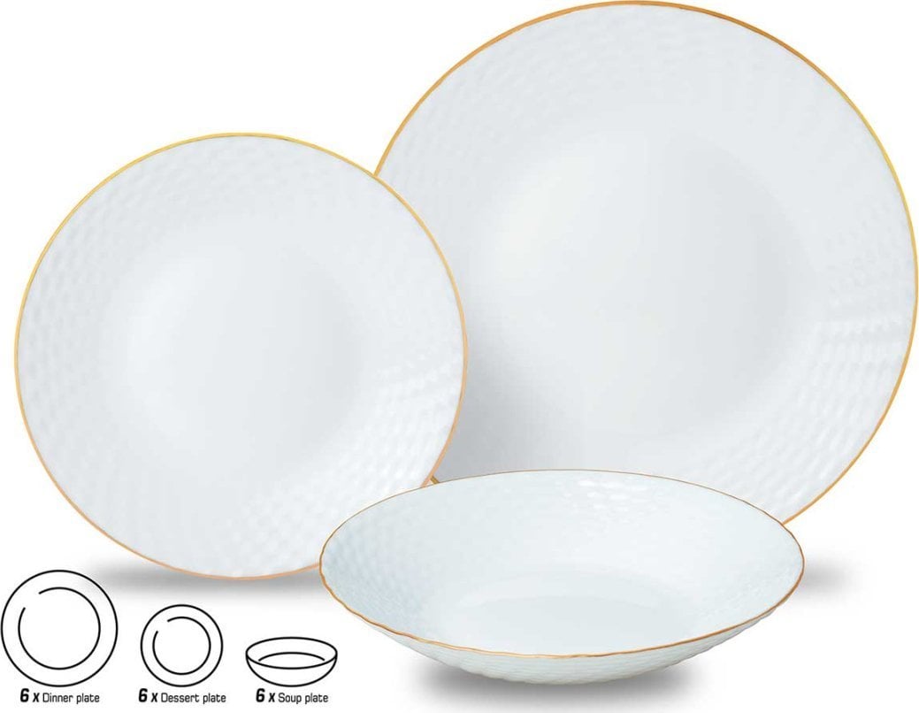 KingHoff KOMPLET OBIADOWY OPAL DLA 6 OSÓB 18 ELEM. KINGHOFF KH-1876