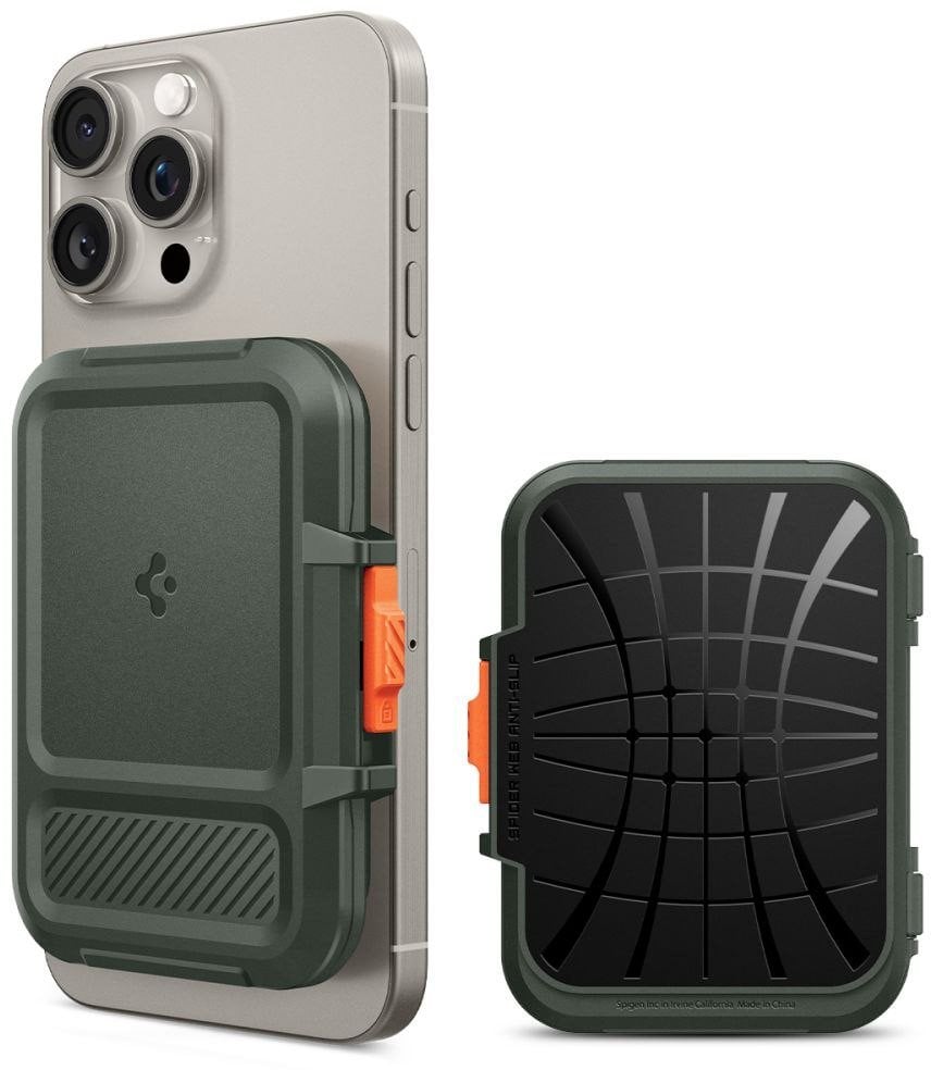 SPIGEN LOCK FIT MAGSAFE UNIVERSAL MAGNETIC CARD HOLDER MILITARY GREEN