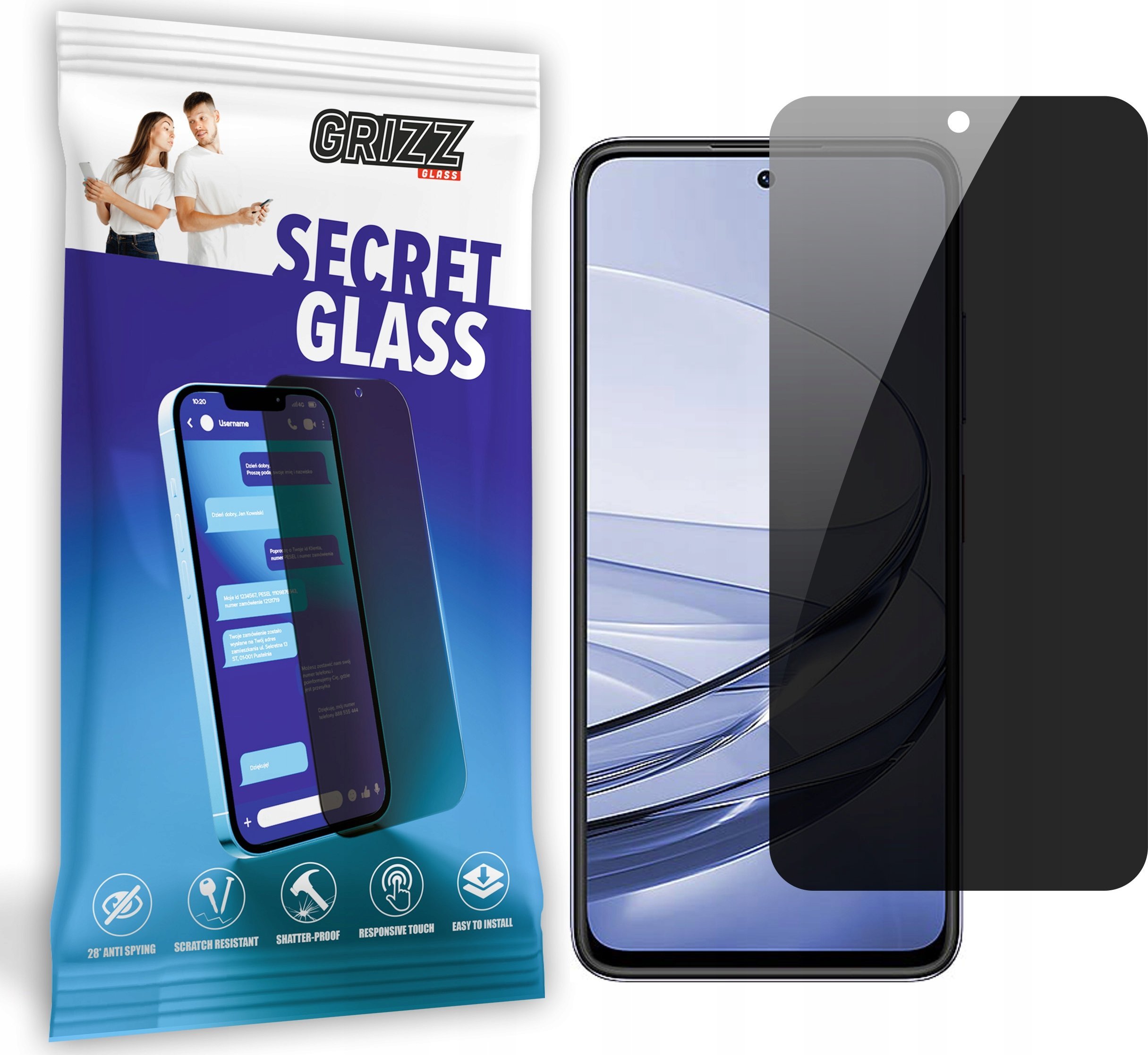 GrizzGlass Szkło prywatyzujące GrizzGlass SecretGlass do ZTE Axon 60