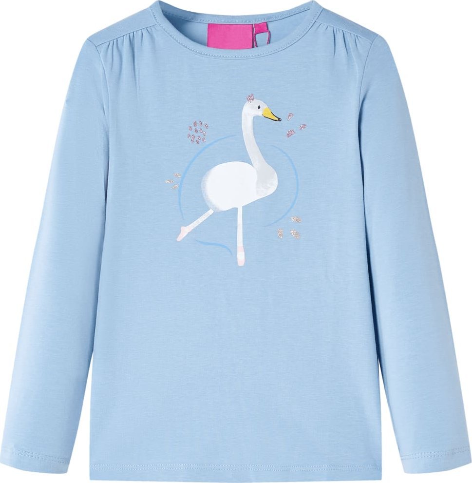 vidaXL Koszulka dziecięca z długimi rękawami, łabędź, jasnoniebieska, 116