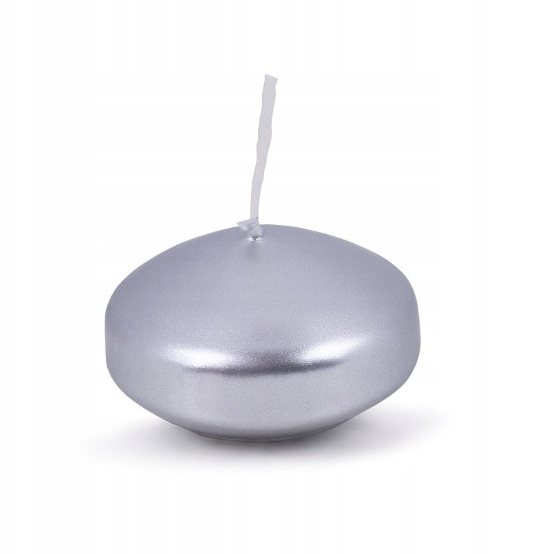 Świeca pływająca pastylka DONAU HOME, lakierowana, 48x28 mm, 12 szt., srebrna