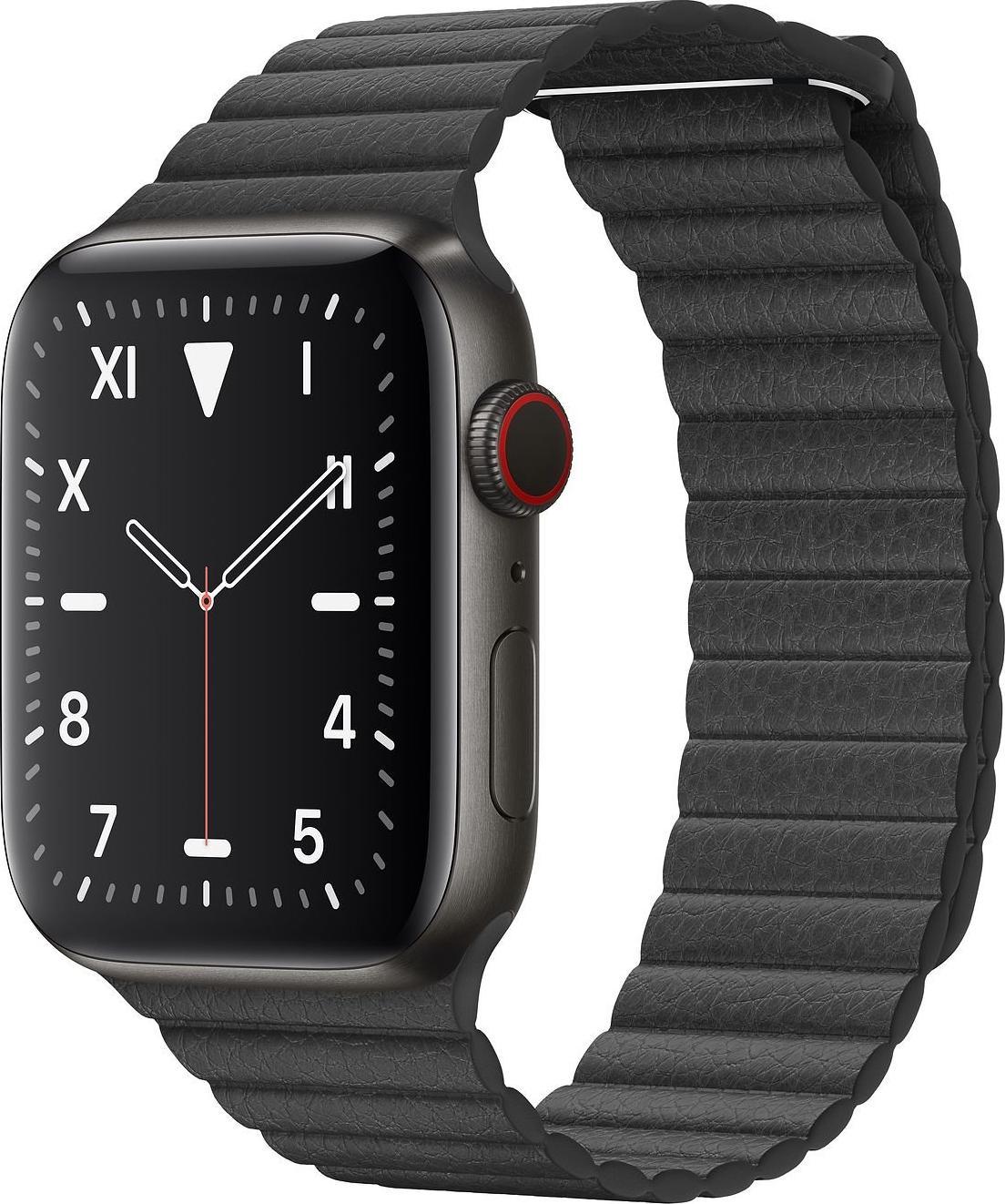 THD Czarny skórzany pasek do Apple Watch 42/44 mm, rozmiar uniwersalny, seria 1,2,3,4,5,6,7