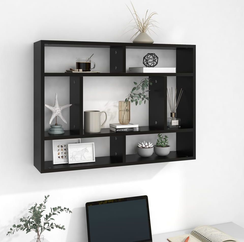 vidaXL Półka ścienna, czarna, 75x16x55 cm, płyta wiórowa