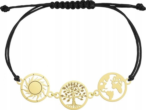 Radziszewska Jewellery Bransoletka Złota Słońce Drzewo Ziemia 925 Sznurek Biżuteria Prezent