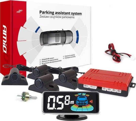 AMiO Czujniki parkowania cofania czarne LED 3D TRUCK BUS AMIO-03189