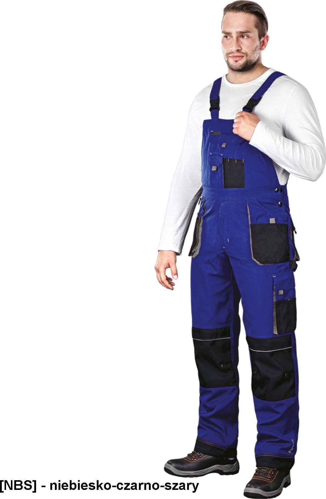 Leber&Hollman LH-FMN-B - spodnie ochronne ogrodniczki - niebiesko-czarno-szary 46