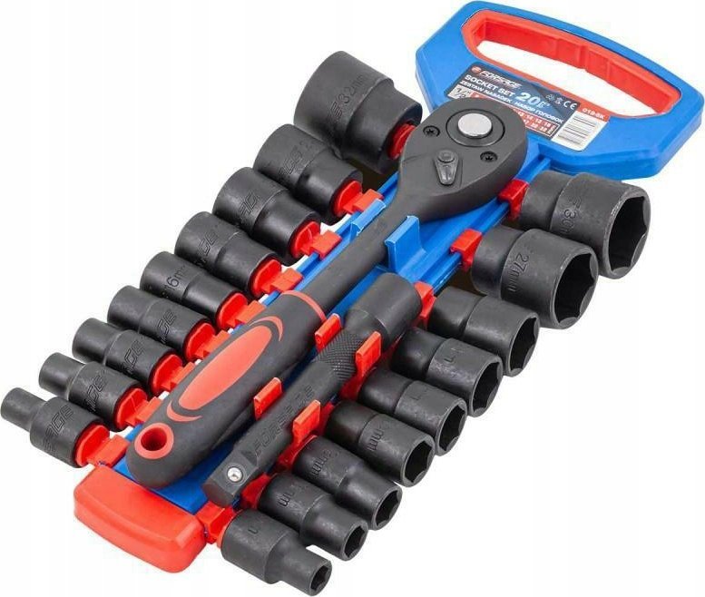 Forsage Zestaw nasadek 1/2" 20el. (z grzechotką i przedłużką) (8-32mm)