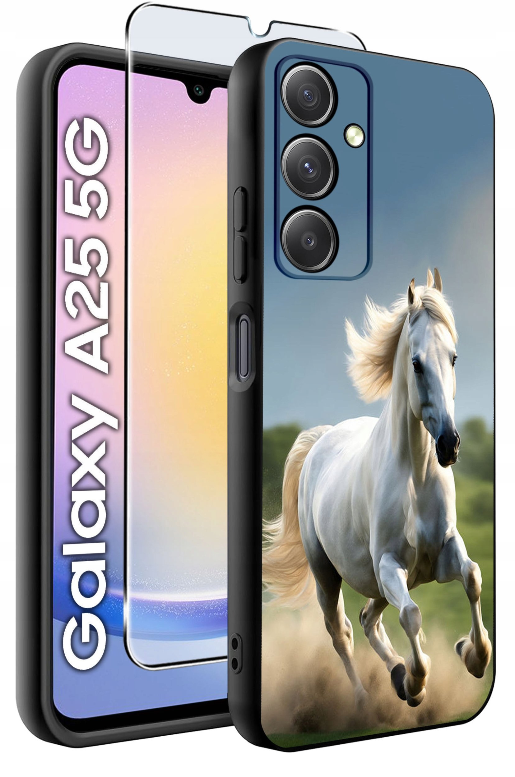 ETUI do Samsung A25 5G WZORY | SILIKONOWE MATT CASE + SZKŁO HARTOWANE 9H