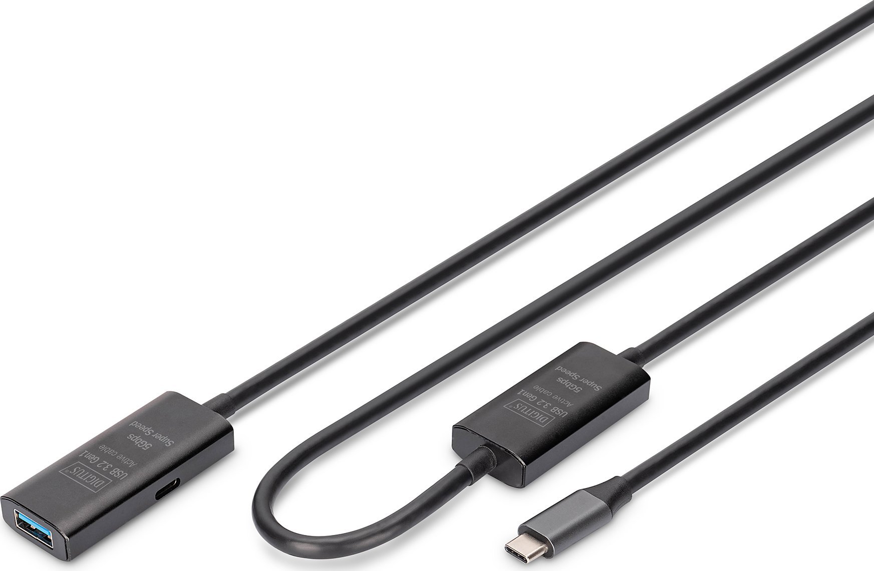 Kabel USB DIGIT USB-A - USB-C 10 m Czarny (DA-73111)