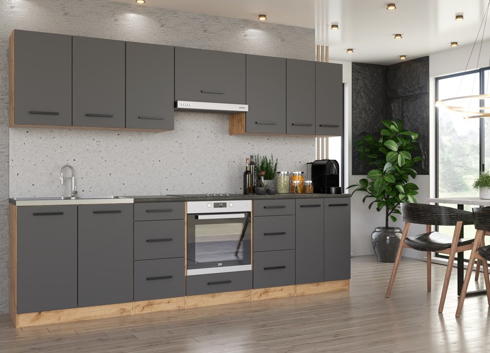 Meble Kuchenne Nowoczesne Szare Mat Komplet Kuchnia Roma 2.8m Modułowa