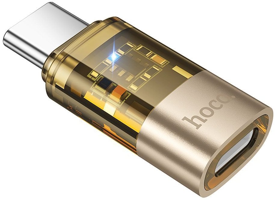 Adapter USB C do Lightning Hoco UA36D transparentny złoty