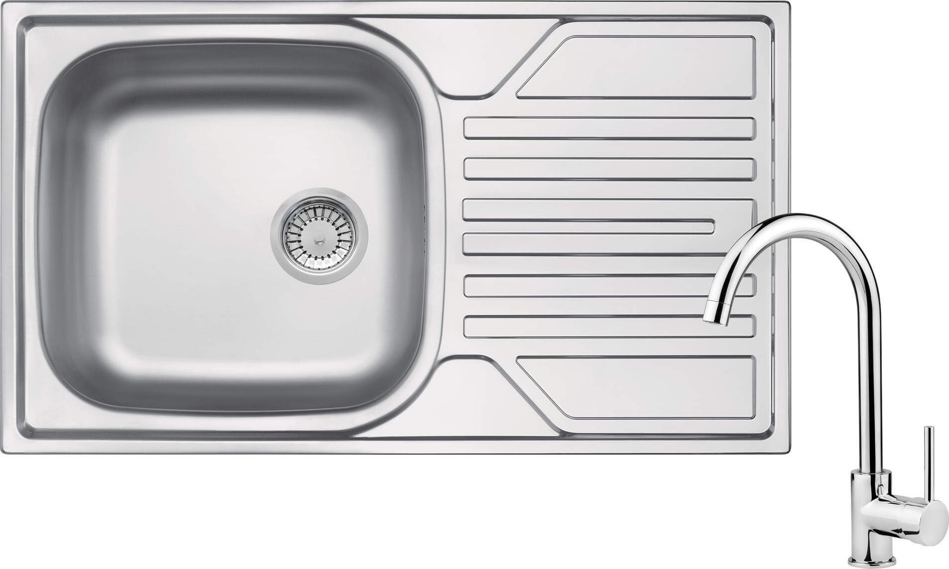 Zlewozmywak Deante Legato Zlewozmywak stalowy z baterią 1-komorowy z ociekaczem