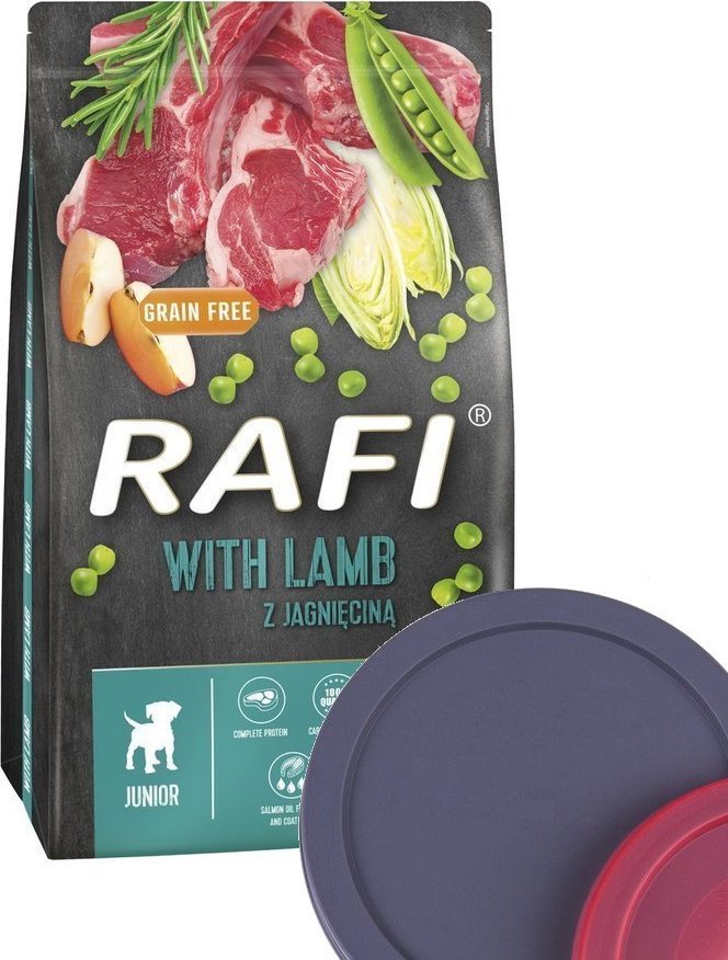 Dolina Noteci DOLINA NOTECI Rafi Junior karma sucha dla psa z jagnięciną 10kg + Pokrywka na puszkę 800g
