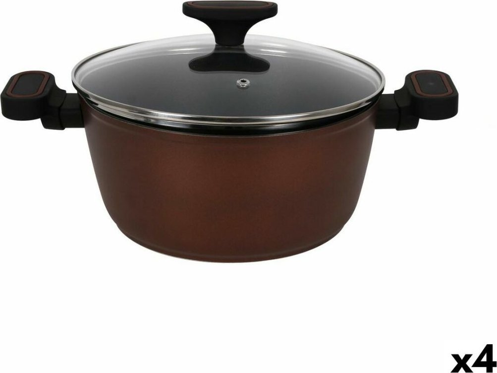 Quttin Garnek ze Szklaną Pokrywką Quttin Sahara Kute aluminium Brązowy 42 x 29 x 4,5 cm (4 Sztuk)
