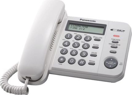 Telefon stacjonarny Panasonic Panasonic KX-TS560FXW Corded phone, White, LCD, Wall-mount option, Memory 50 numbers, Memory for 50 incoming numbers , (